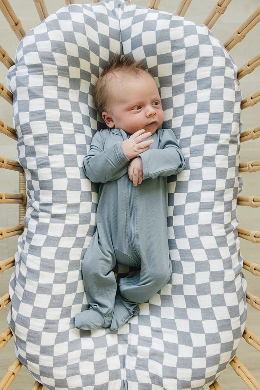 Dusty Blue Bamboo Zip