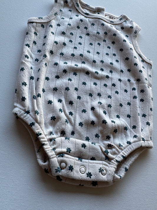 Blue Flower Pointelle Romper