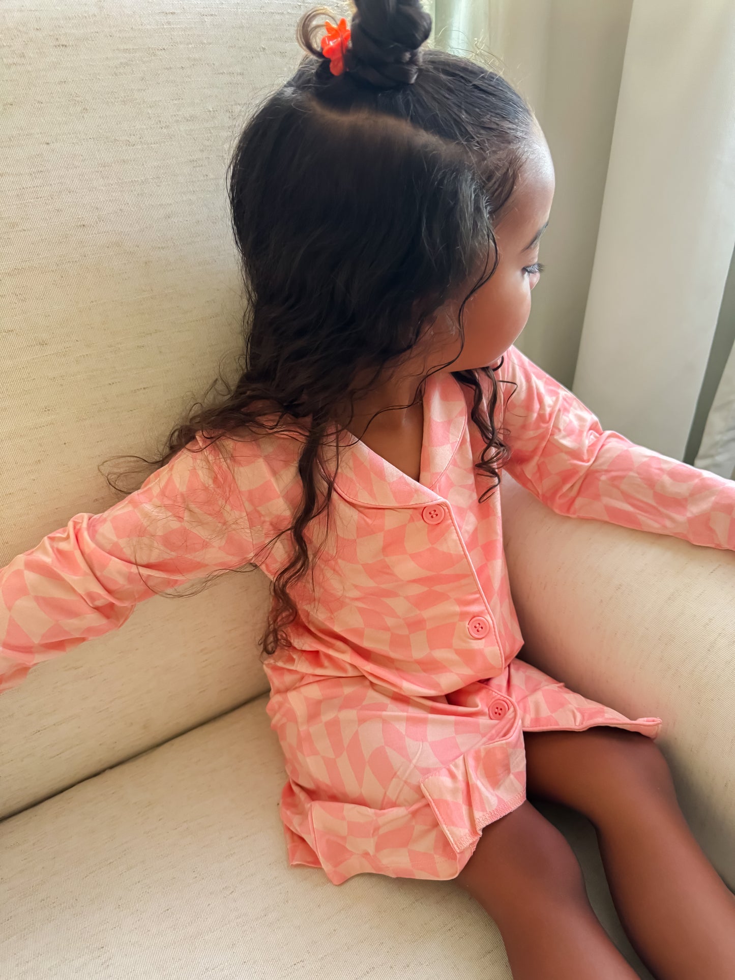 Peachy Wavy Check Night Gown