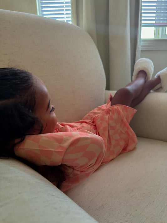 Peachy Wavy Check Night Gown