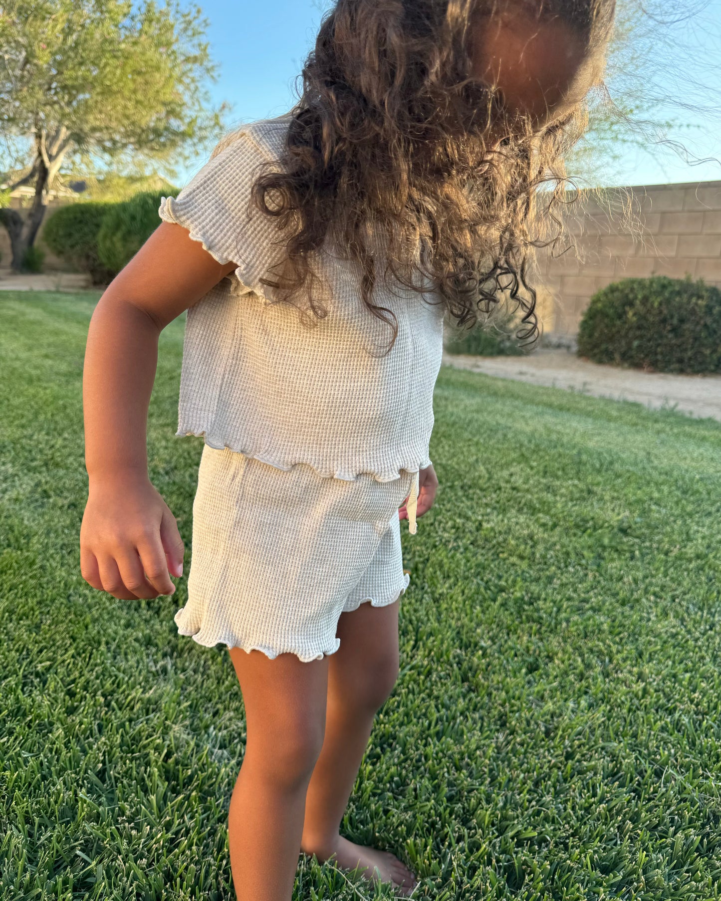 Frilly Cotton tee+short set