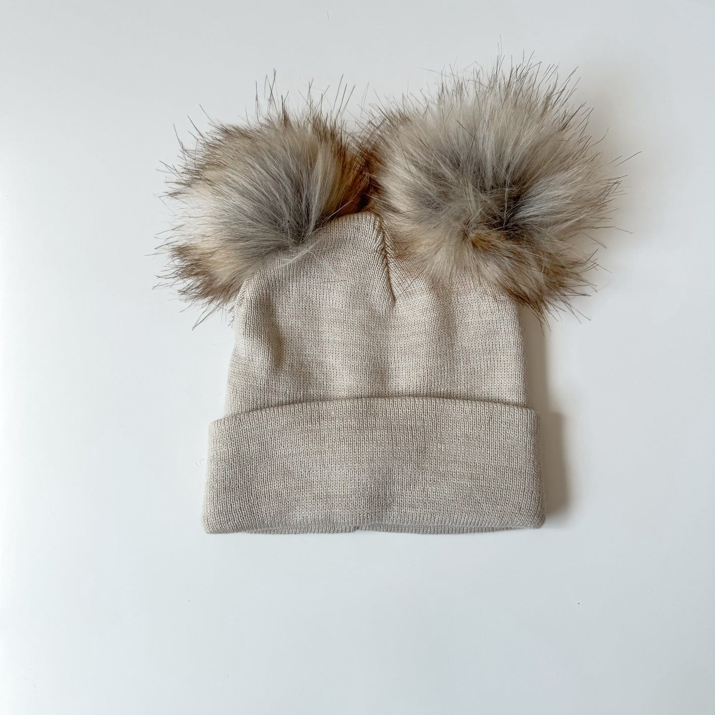 Beige Pom Pom Beanie