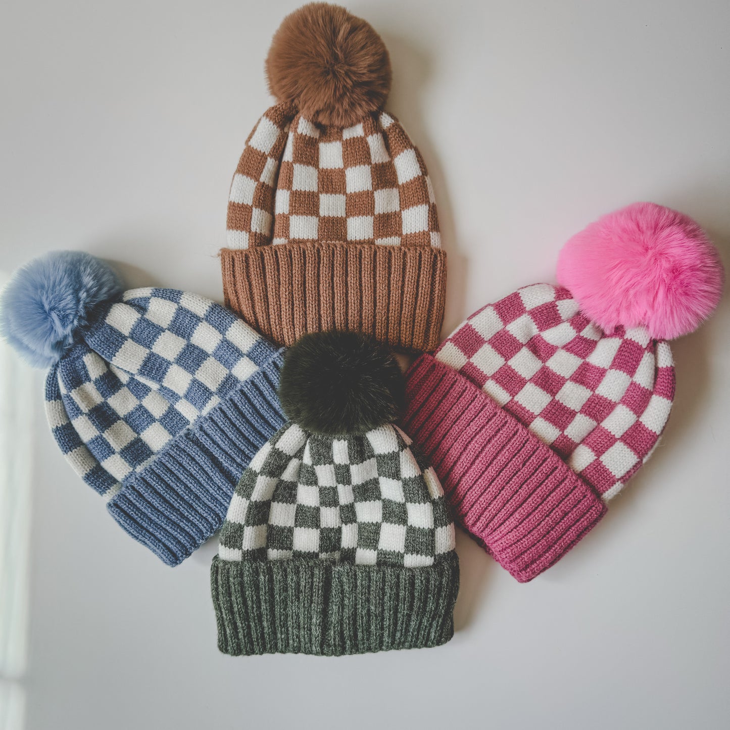 Checker Pom Beanie