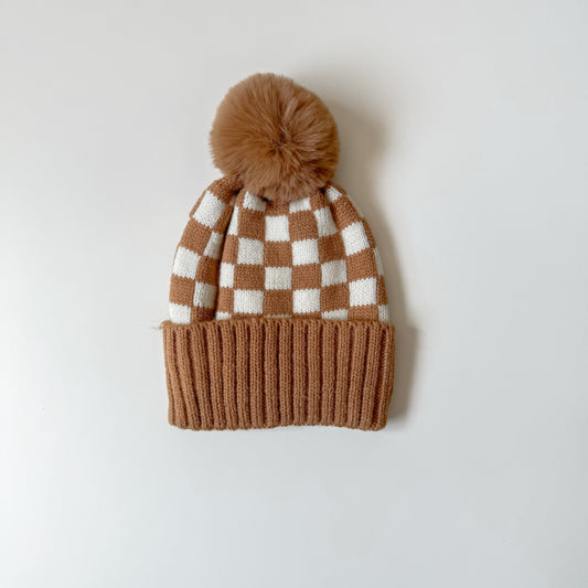Checker Pom Beanie