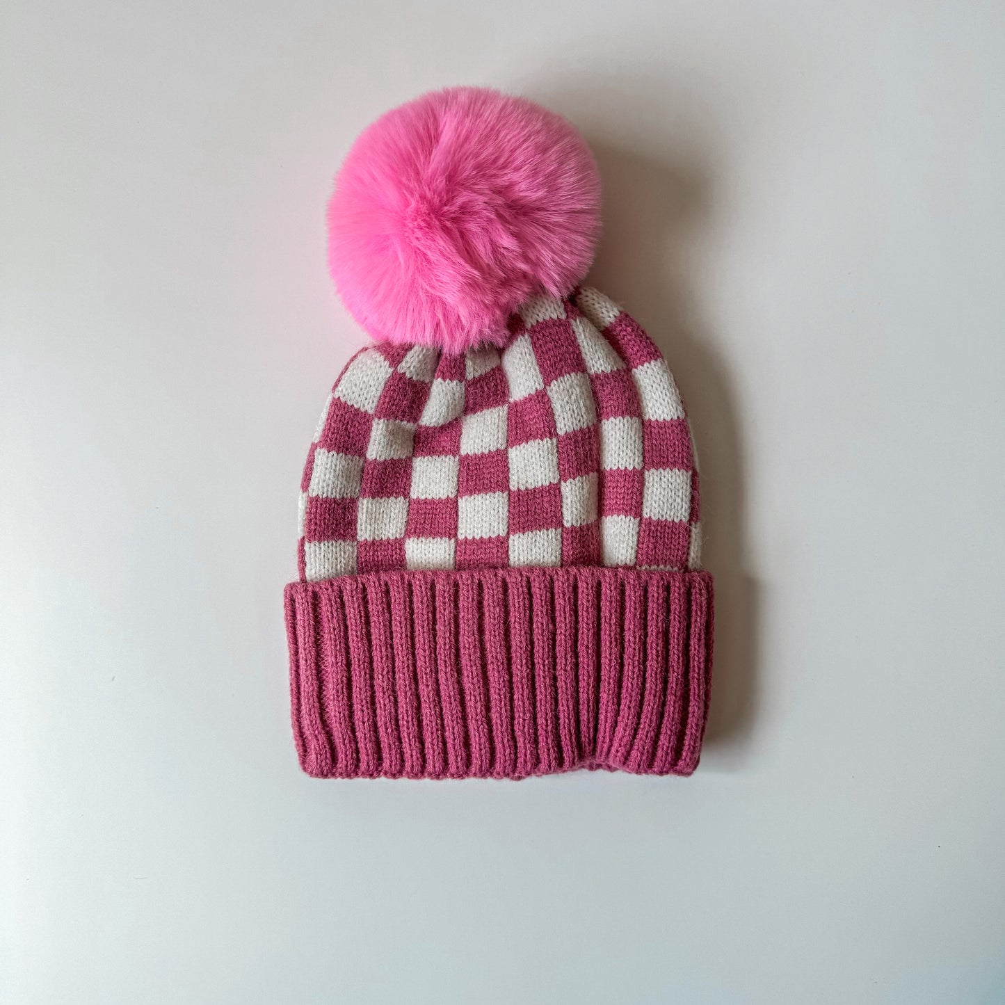Checker Pom Beanie