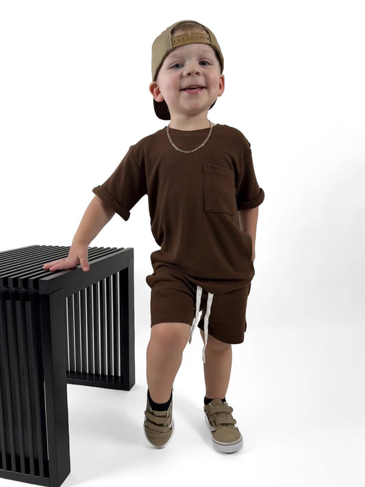 Bamboo Waffle Pocket Tee (Brown)