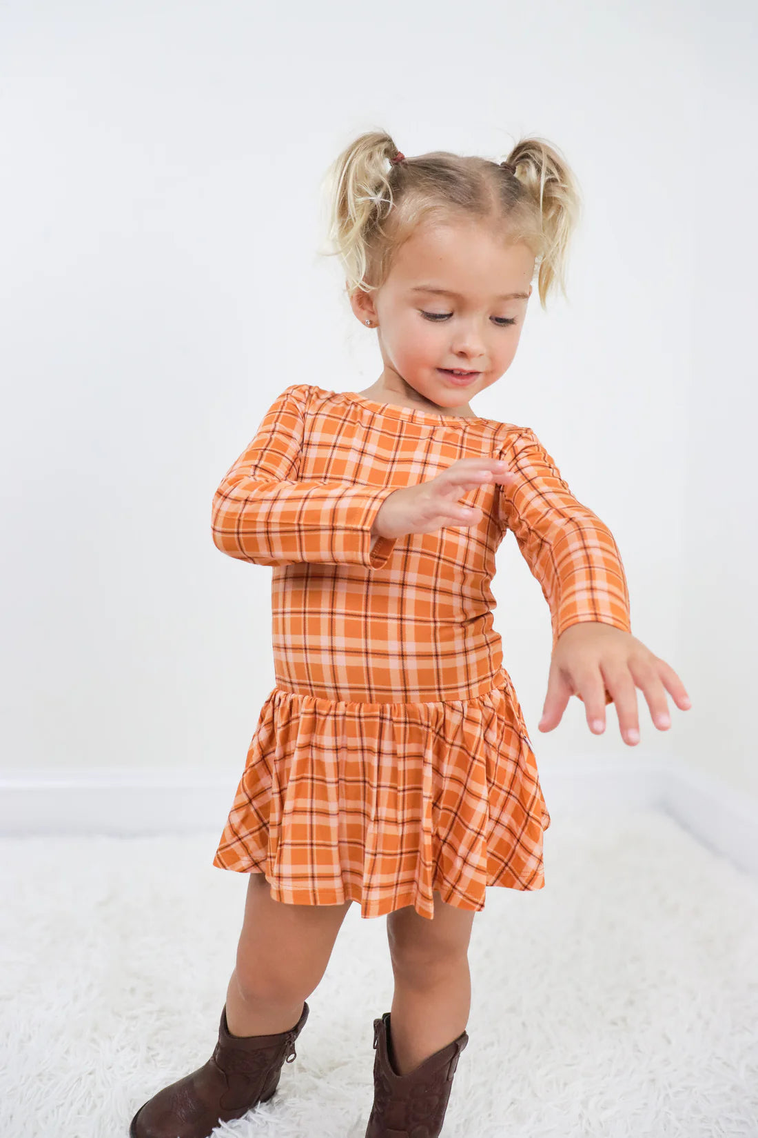 Cider Plaid Bodysuit Dress