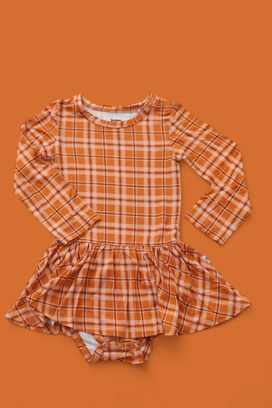 Cider Plaid Bodysuit Dress