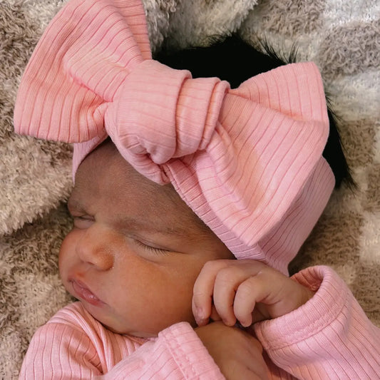 Pink Ribbed Bow