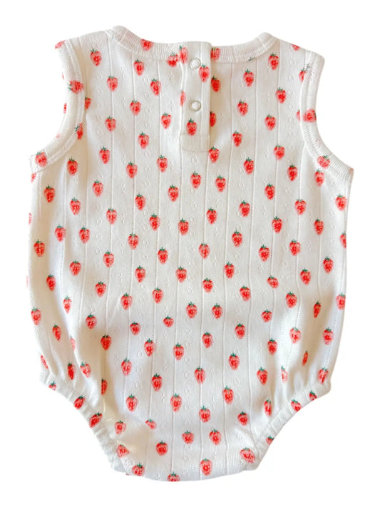 Strawberry Pointelle Romper