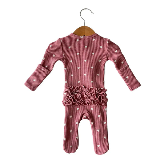 Mauve Heart Waffle Zip