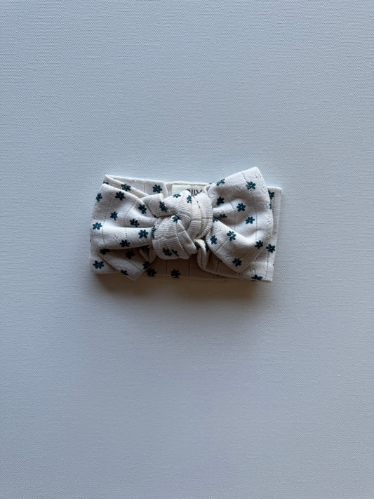 Blue Flower Pointelle Bow