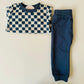 Blue Checkered Jogger Set