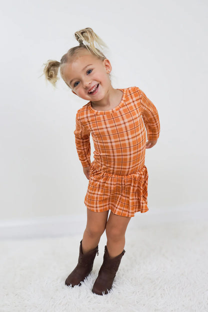 Cider Plaid Bodysuit Dress