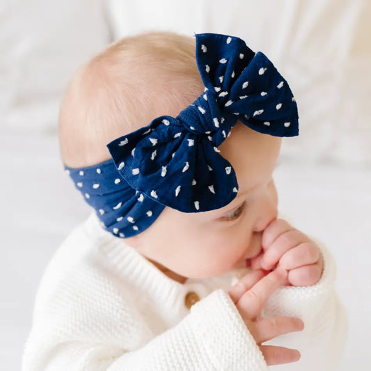Navy Speckled Dot Bow