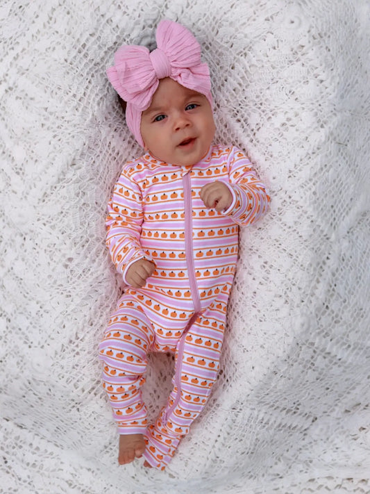 Pumpkin Stripe Zip (pink)