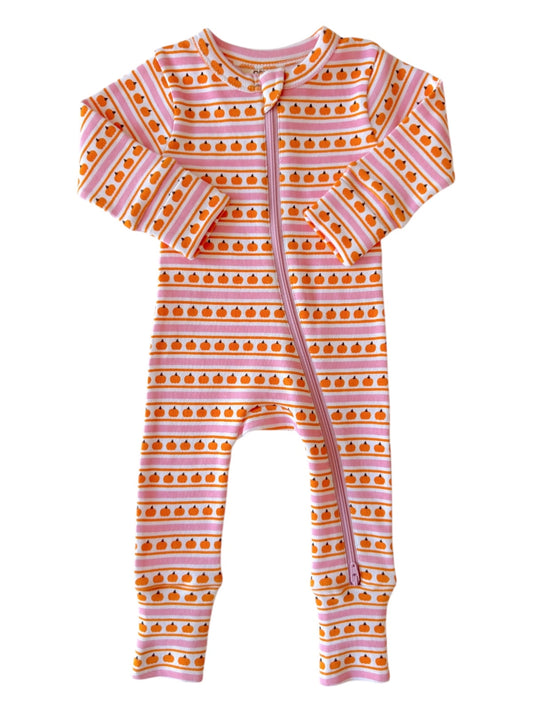 Pumpkin Stripe Zip (pink)
